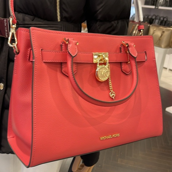 MICHAEL KORS HAMILTON MEDIUM SATCHEL 
 COLOR: LIGHT BERRY SHERBET 
NWT - Picture 5 of 16